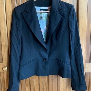 Dolce & Gabanna Black Blazer With Floral Lining